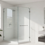Schimmel im Bad entfernen: 3 bewährte Hausmittel, die sofort wirken - Description: modern spotless bathroom with clear glass shower white tiles green plant soft natural light minimalist design landscape format